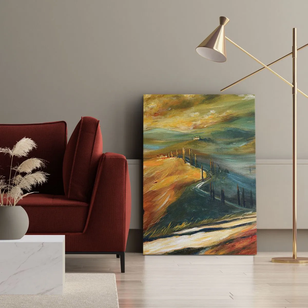 Obraz na plátne - Toskánska krajina - 50x70 cm
