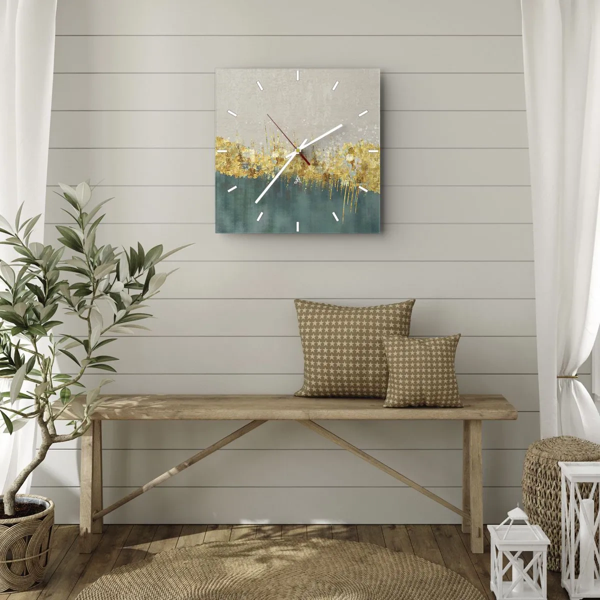 Nástenné hodiny - Zlatá hranica - 30x30 cm