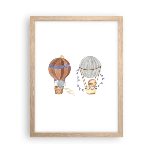 Plagát v ráme zo svetlého duba - Priatelia na cestách - 30x40 cm