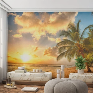 Fototapeta Premium Canvas - Večné leto, vždy prázdniny - Krajina, Pláž, Kokosová palma - 100x70 cm