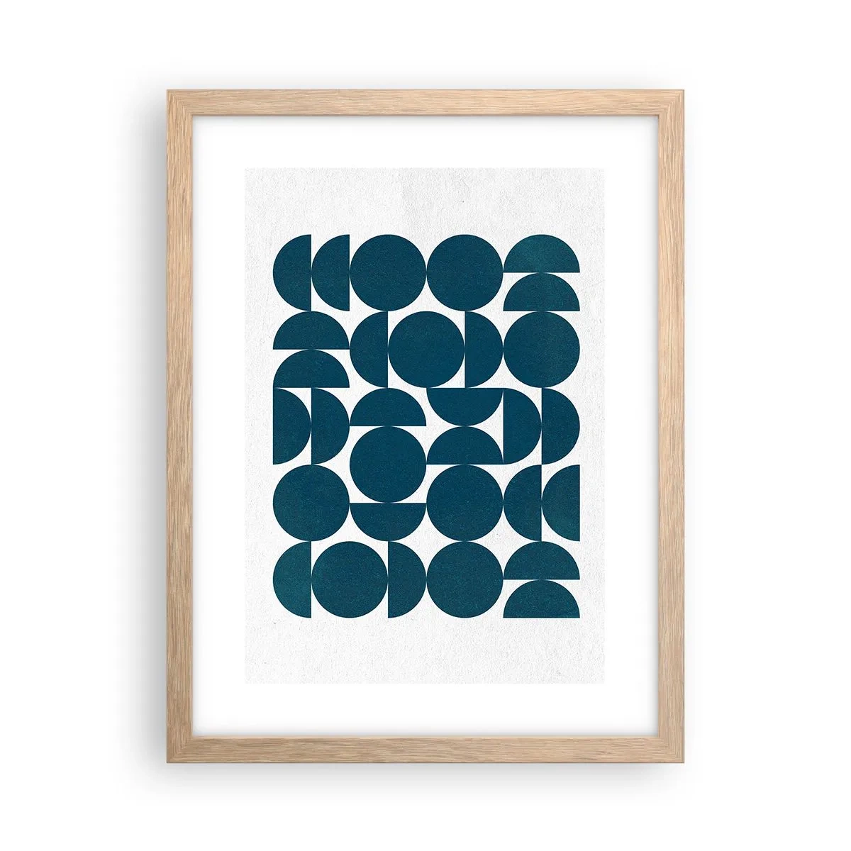 Plagát v ráme zo svetlého duba - Kruhy a polkruhy - 30x40 cm