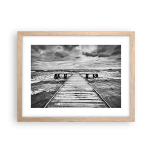 Plagát v ráme zo svetlého duba - Čakám na vietor, čo rozfúka… - 40x30 cm
