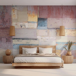 Fototapeta Standard Eco - Geometrická abstrakcia v tlmených farbách - 100x70cm - Kľud geometrie - Moderná nástenná dekorácia do obývacej izby a spálne ARTTOR