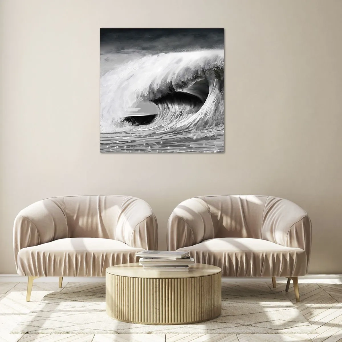 Obraz na skle - Hnev oceánu - 50x50 cm