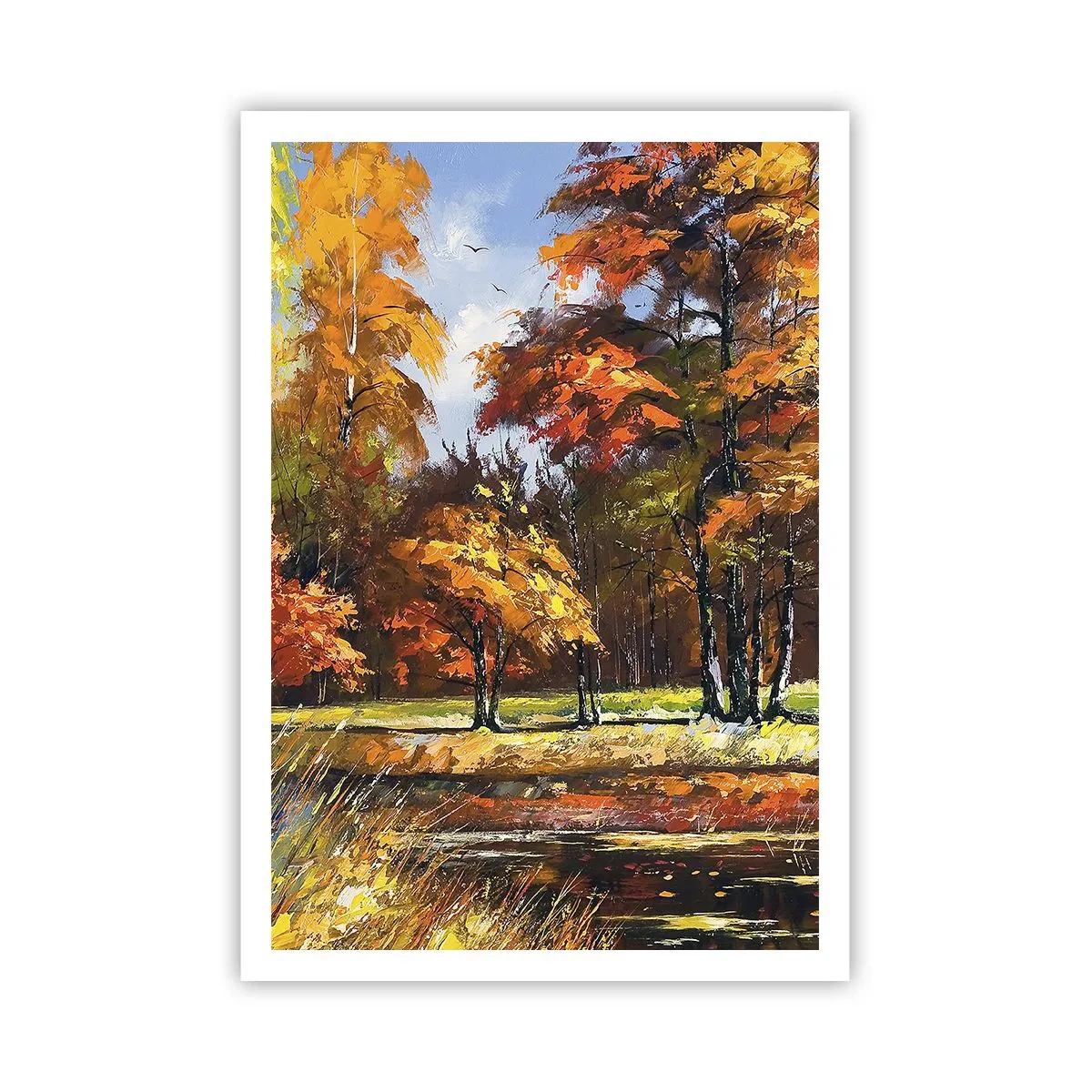 Plagát - Krajinka v zlatej a hnedej - 70x100 cm