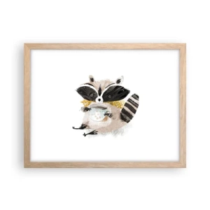 Plagát v ráme zo svetlého duba - Môj priateľ mýval - 40x30 cm