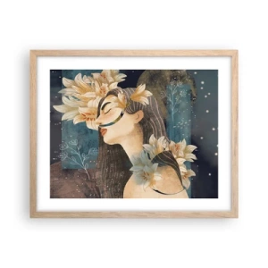 Plagát v ráme zo svetlého duba - Rozprávka o princeznej s ľaliami - 50x40 cm