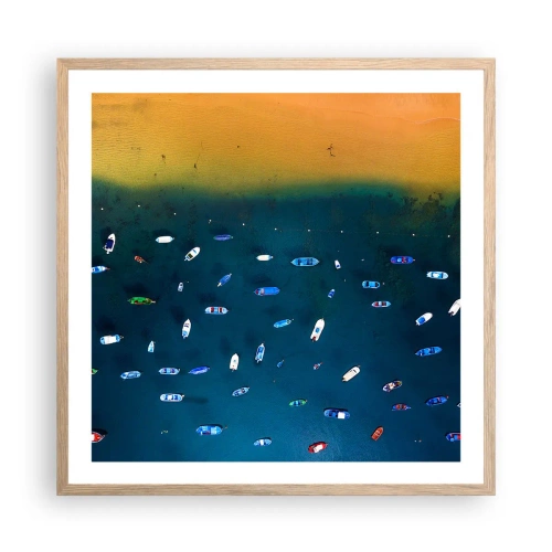 Plagát v ráme zo svetlého duba - Prázdninová hra - 60x60 cm