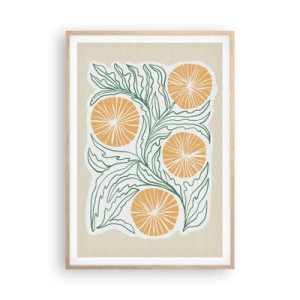 Plagát v ráme zo svetlého duba - Etnicky s abstraktným nádychom - 70x100 cm