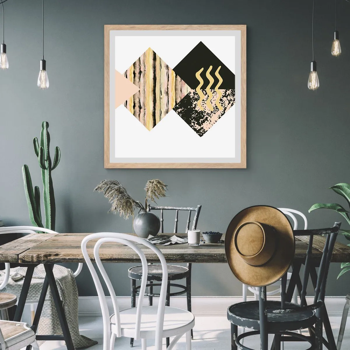 Plagát v ráme zo svetlého duba - Nie je to tak jednoduché - 60x60 cm