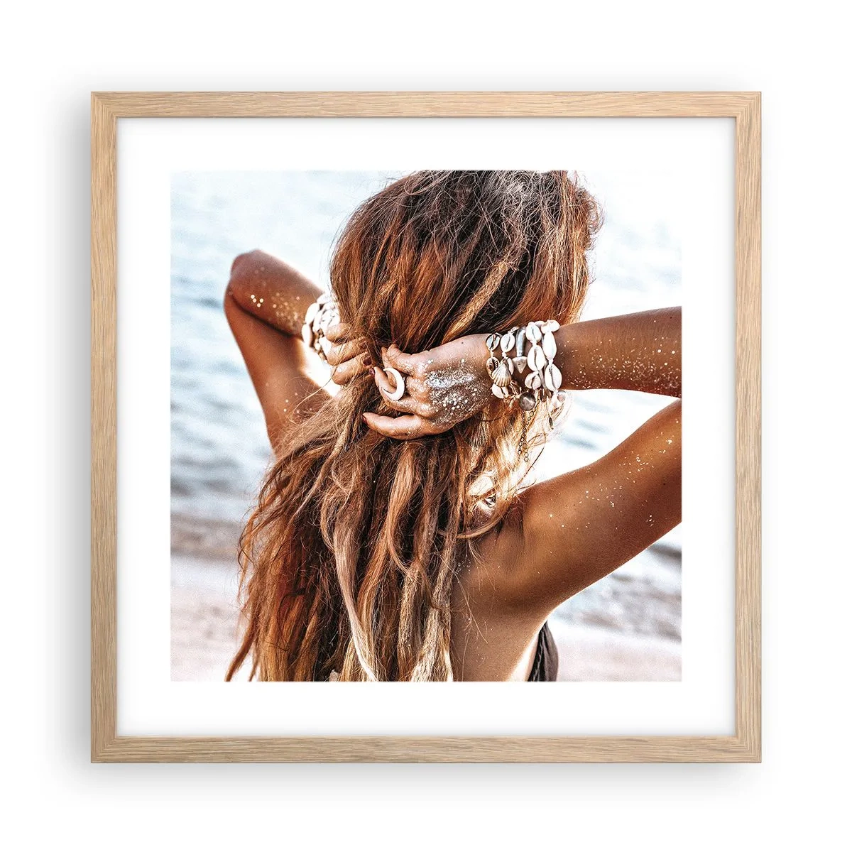 Plagát v ráme zo svetlého duba - Sestra vody a slnka - 40x40 cm