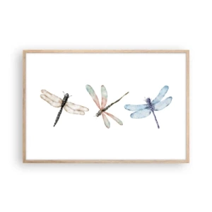 Plagát v ráme zo svetlého duba - Beztiažové vážky - 91x61 cm