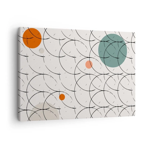 Obraz na plátne - Geometrický vzor s farebnými kruhmi na svetlom pozadí - 70x50cm - V duchu pop-artu - Moderná nástenná dekorácia do obývacej izby a spálne ARTTOR