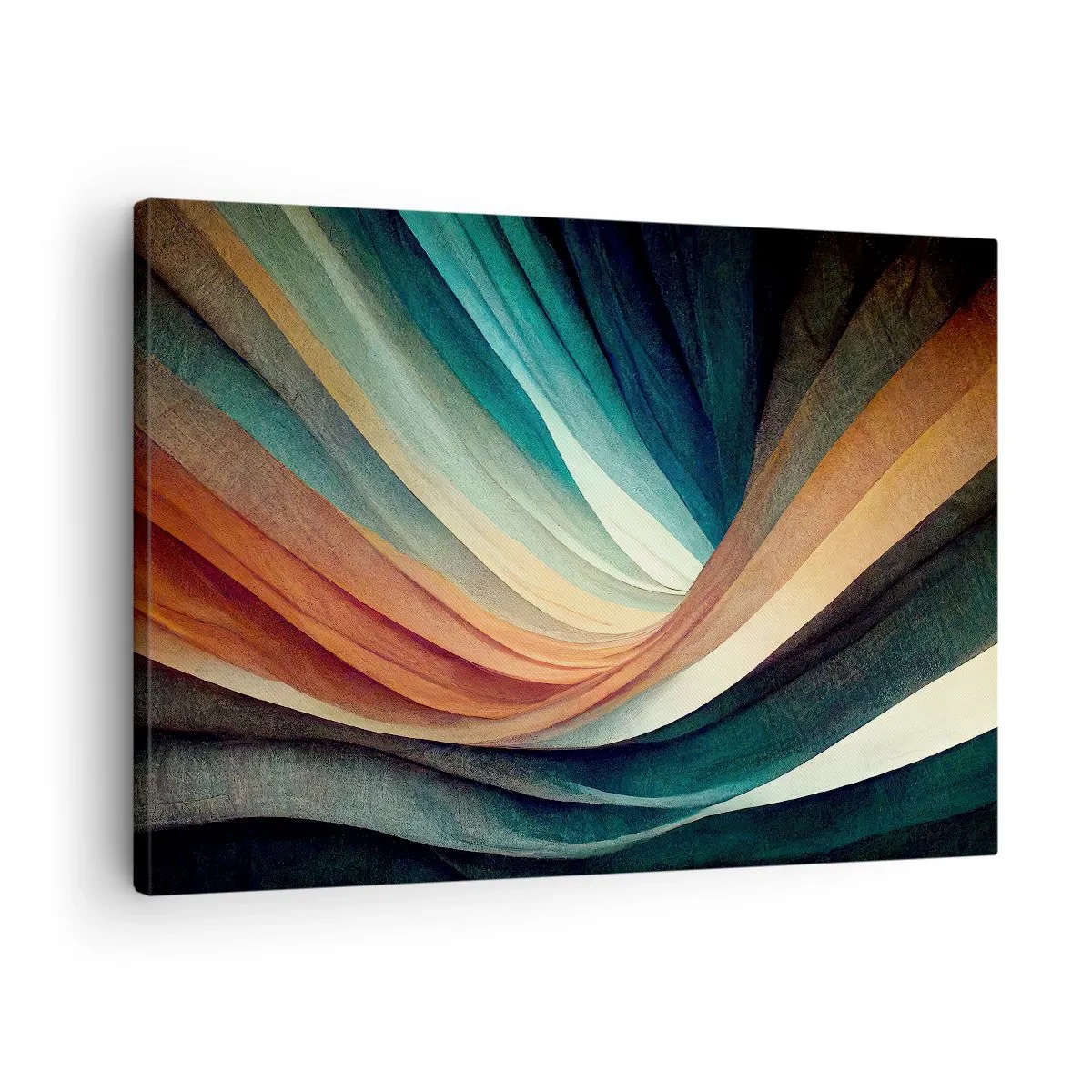 Obraz na plátne - Abstraktné vlny v teplých a studených odtieňoch - 70x50cm - Utkané z farieb - Moderná nástenná dekorácia do obývacej izby a spálne ARTTOR
