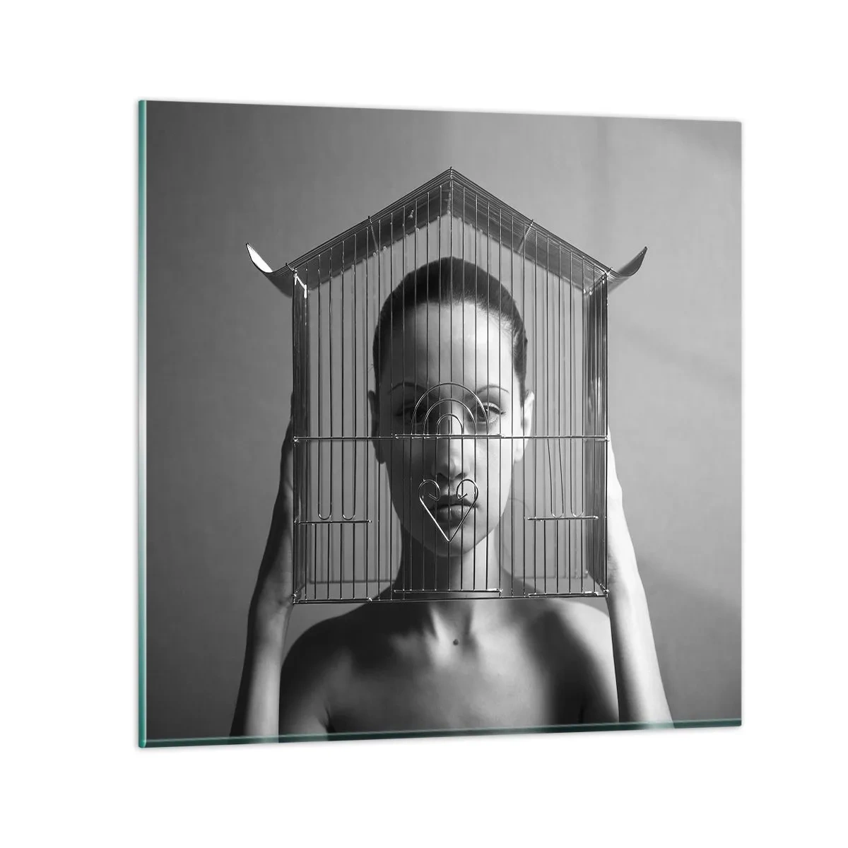 Obraz na skle - Tak trochu surrealistický portrét - 70x70 cm