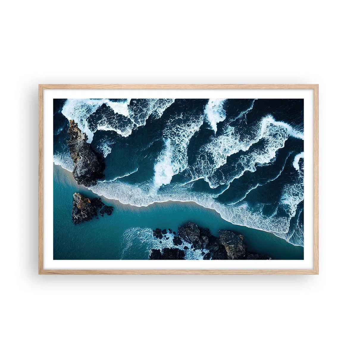 Plagát v ráme zo svetlého duba - Zahalené do vĺn - 91x61 cm