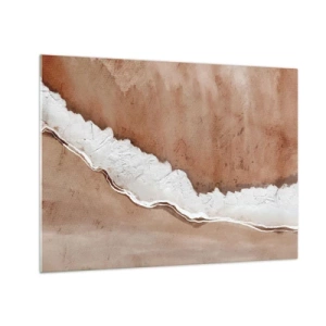 Obraz na skle - Umelecká štruktúra v zemitých tónoch a bielej - 70x50cm - V zemitých farbách - Moderná nástenná dekorácia do obývacej izby a spálne ARTTOR