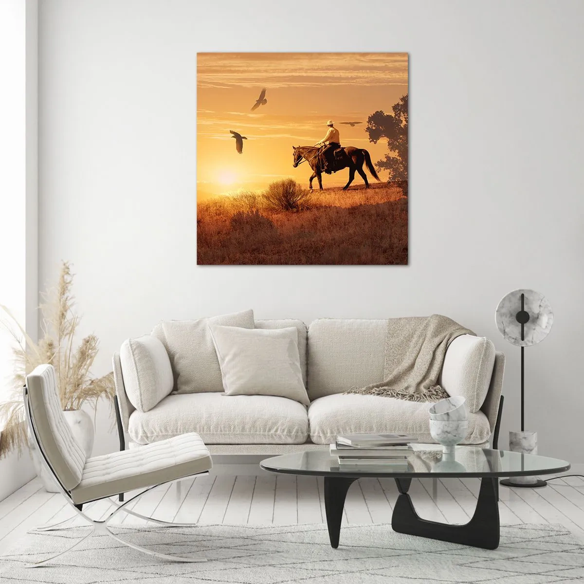 Obraz na skle - Sám cez prériu - 70x70 cm