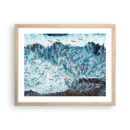 Plagát v ráme zo svetlého duba - Prímorský sprievod - 50x40 cm