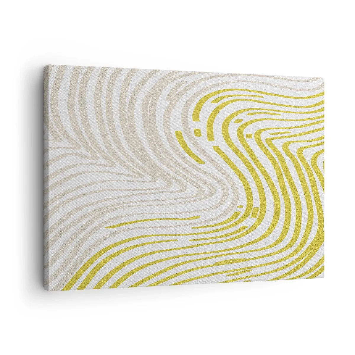 Obraz na plátne - Abstraktný vzor s vlnitými čiarami v odtieňoch žltej a béžovej. - 70x50cm - Kompozícia s miernym ohybom - Moderná nástenná dekorácia do obývacej izby a spálne ARTTOR