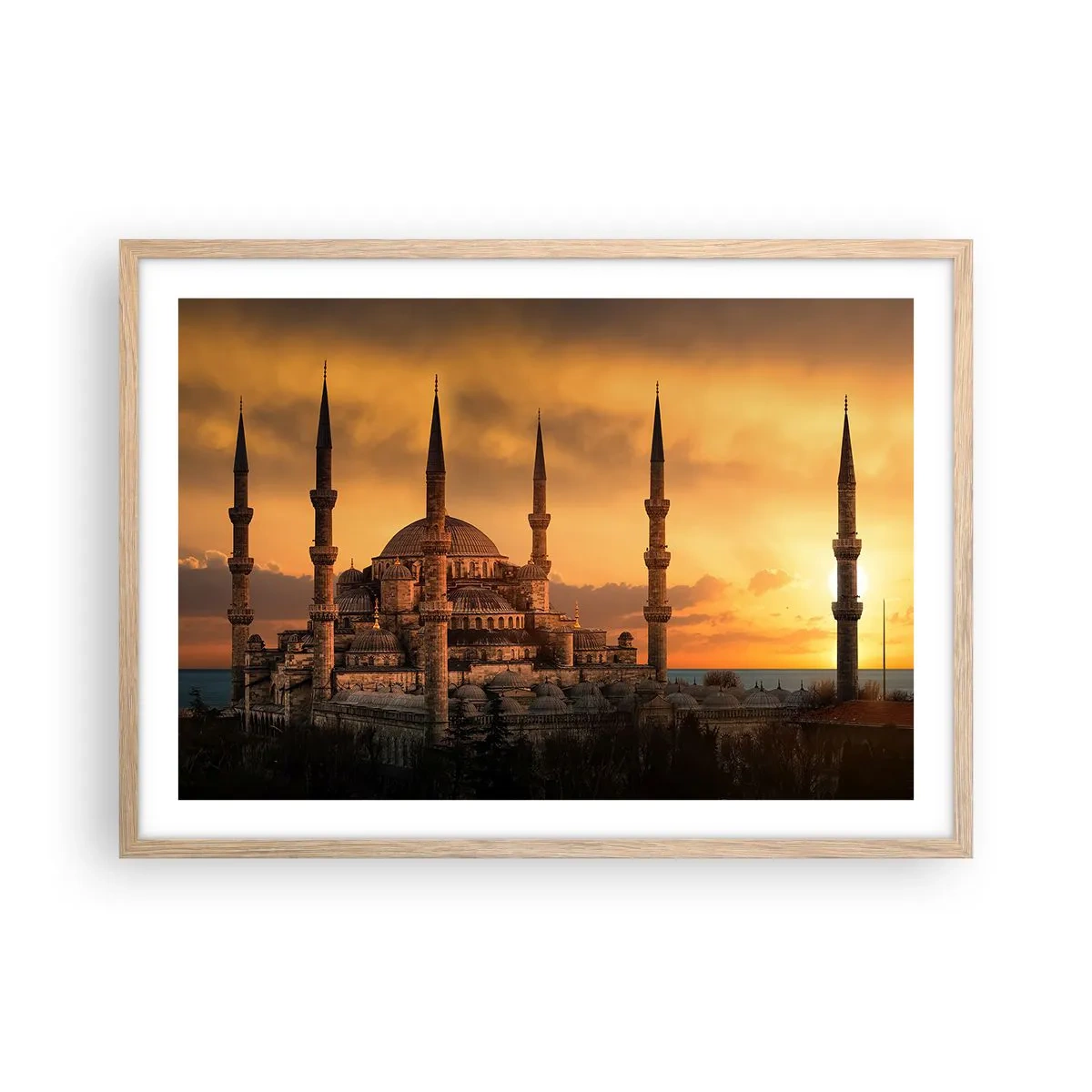 Plagát v ráme zo svetlého duba - Boh je veľký - 70x50 cm