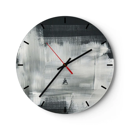 Nástenné hodiny - Abstraktný vzor v odtieňoch čiernej a bielej - 30x30cm - Utkané zvisle a vodorovne - Moderná nástenná dekorácia do obývacej izby, kuchyne a spálne ARTTOR