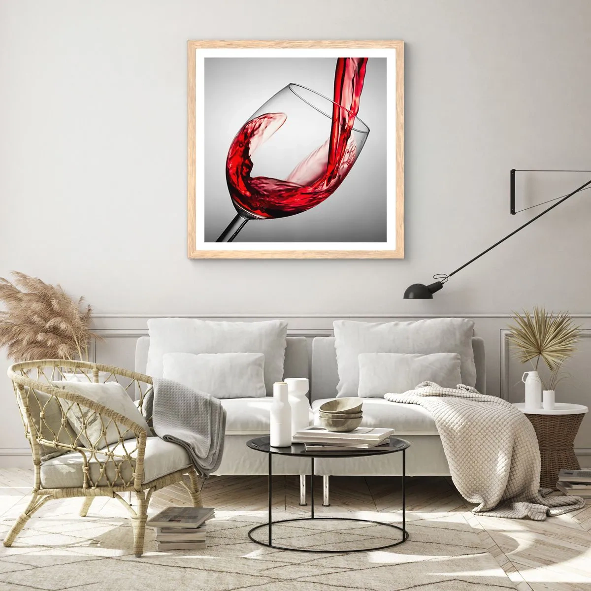 Plagát v ráme zo svetlého duba - Farba - pohyb - zvuk - 60x60 cm