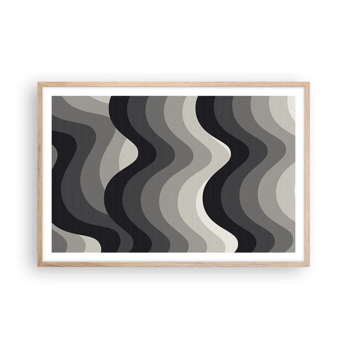 Plagát v ráme zo svetlého duba - Vlna za vlnou - 91x61 cm