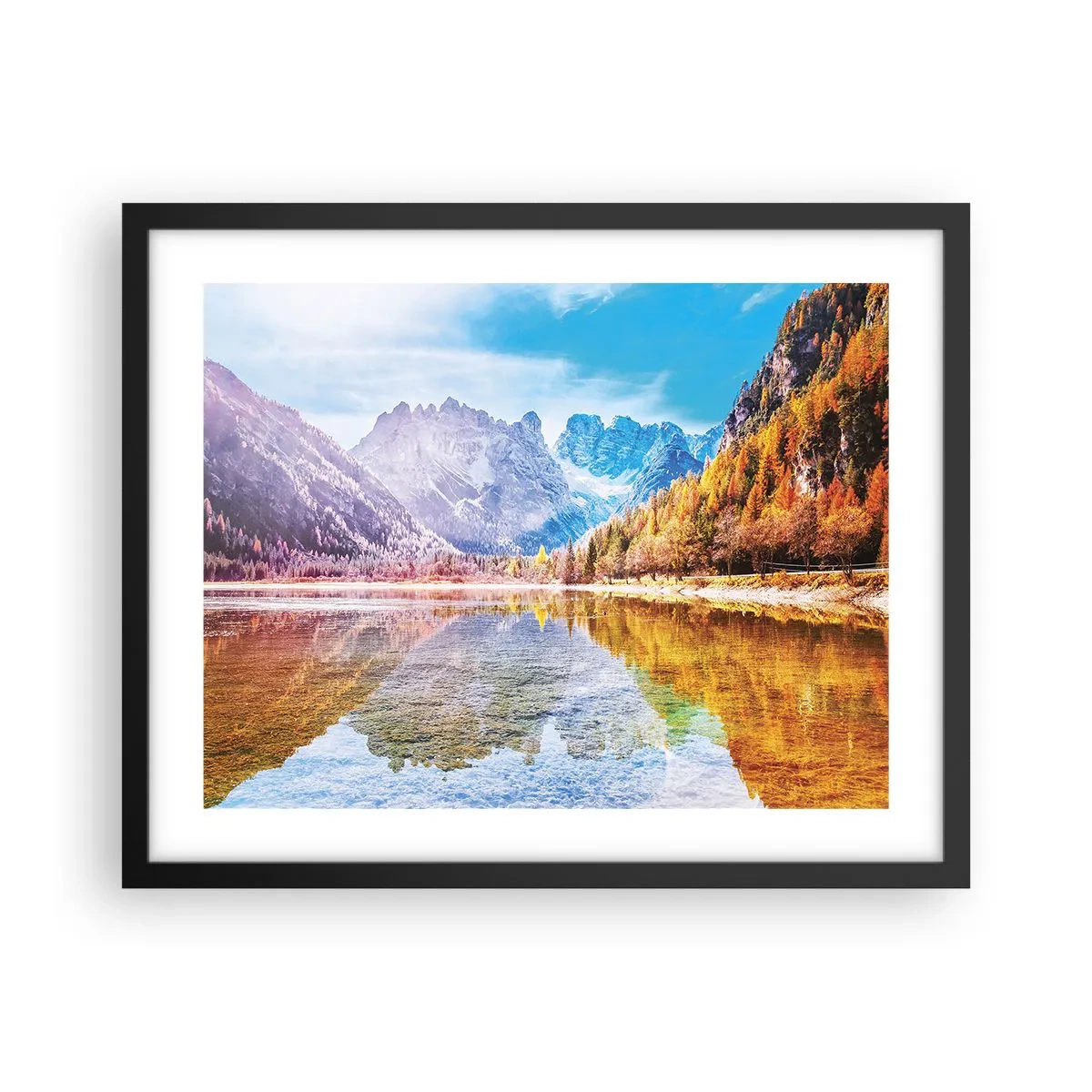 Plagát v čiernom ráme - A v horách už je jeseň - 50x40 cm