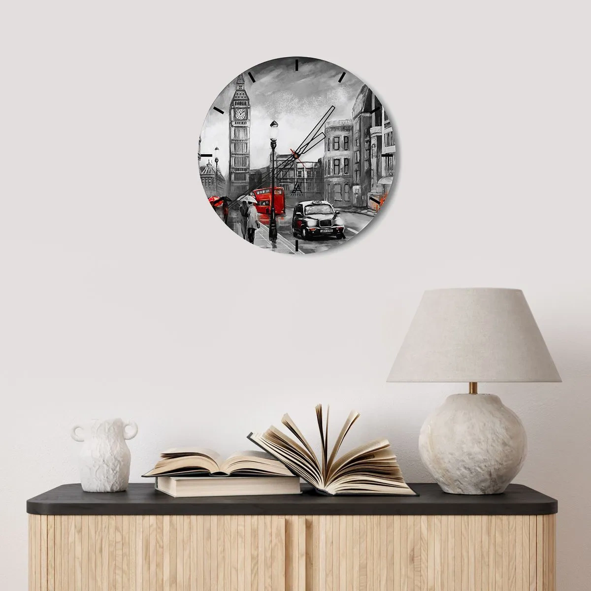 Nástenné hodiny - Vôbec nie šedé mesto - 40x40 cm