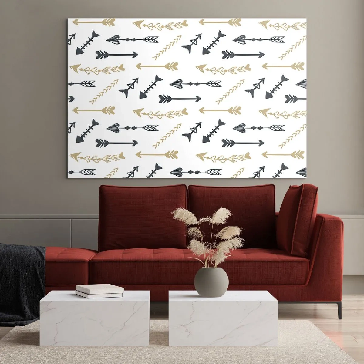 Obraz na skle - Vzor šípok v rôznych farbách na bielom pozadí - 70x50cm - Sen lukostrelca - Moderná nástenná dekorácia do obývacej izby a spálne ARTTOR