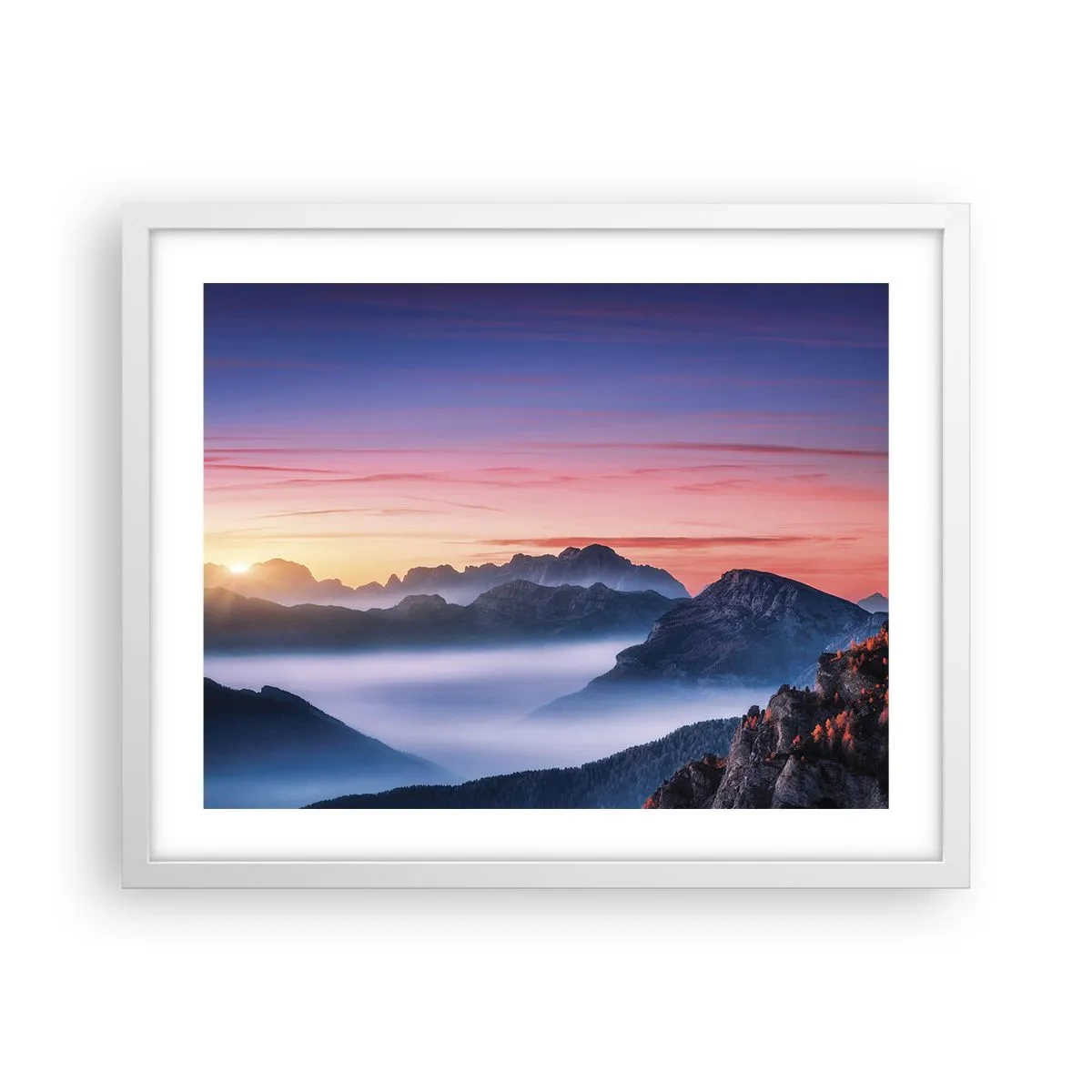 Plagát v bielom ráme - Nad údoliami - 50x40 cm