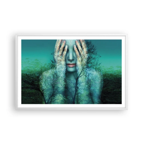 Plagát v bielom ráme - Ponorená do modrej - 91x61 cm