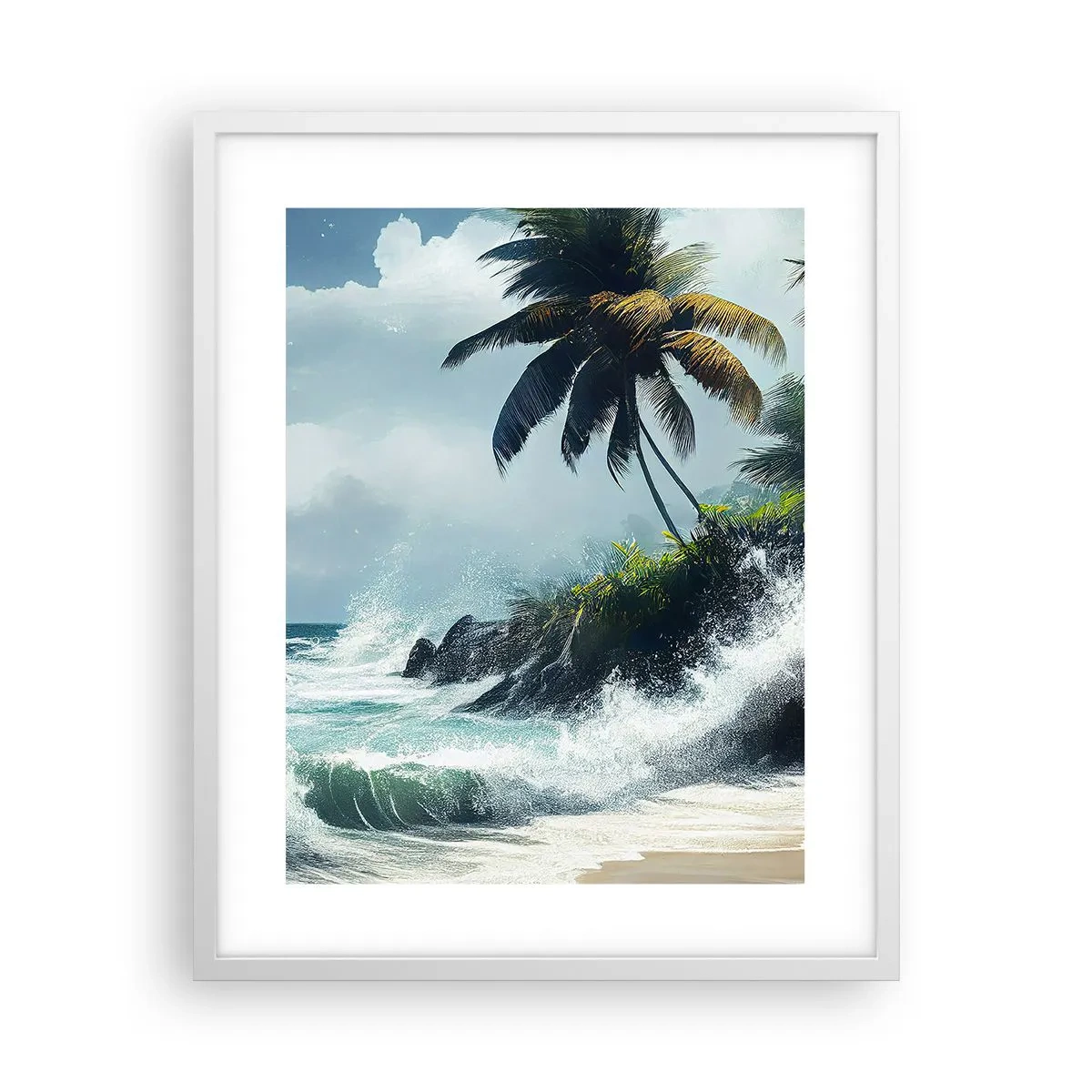 Plagát v bielom ráme - Na tropickom pobreží - 40x50 cm