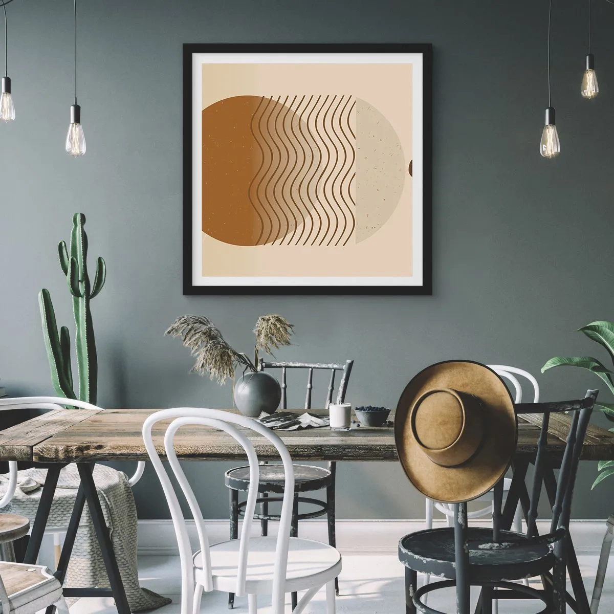 Plagát v čiernom ráme - O pôvode geometrických obrazcov - 50x50 cm