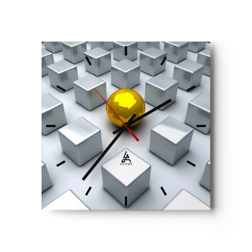 Nástenné hodiny - Prečo ja? Geometrická kompozícia - 40x40 cm