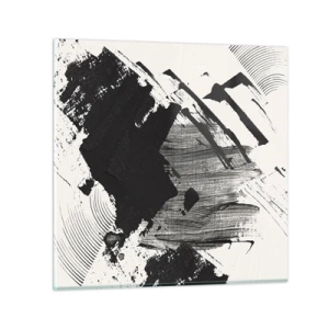 Obraz na skle - Abstrakcia – expresia čiernej - 30x30 cm