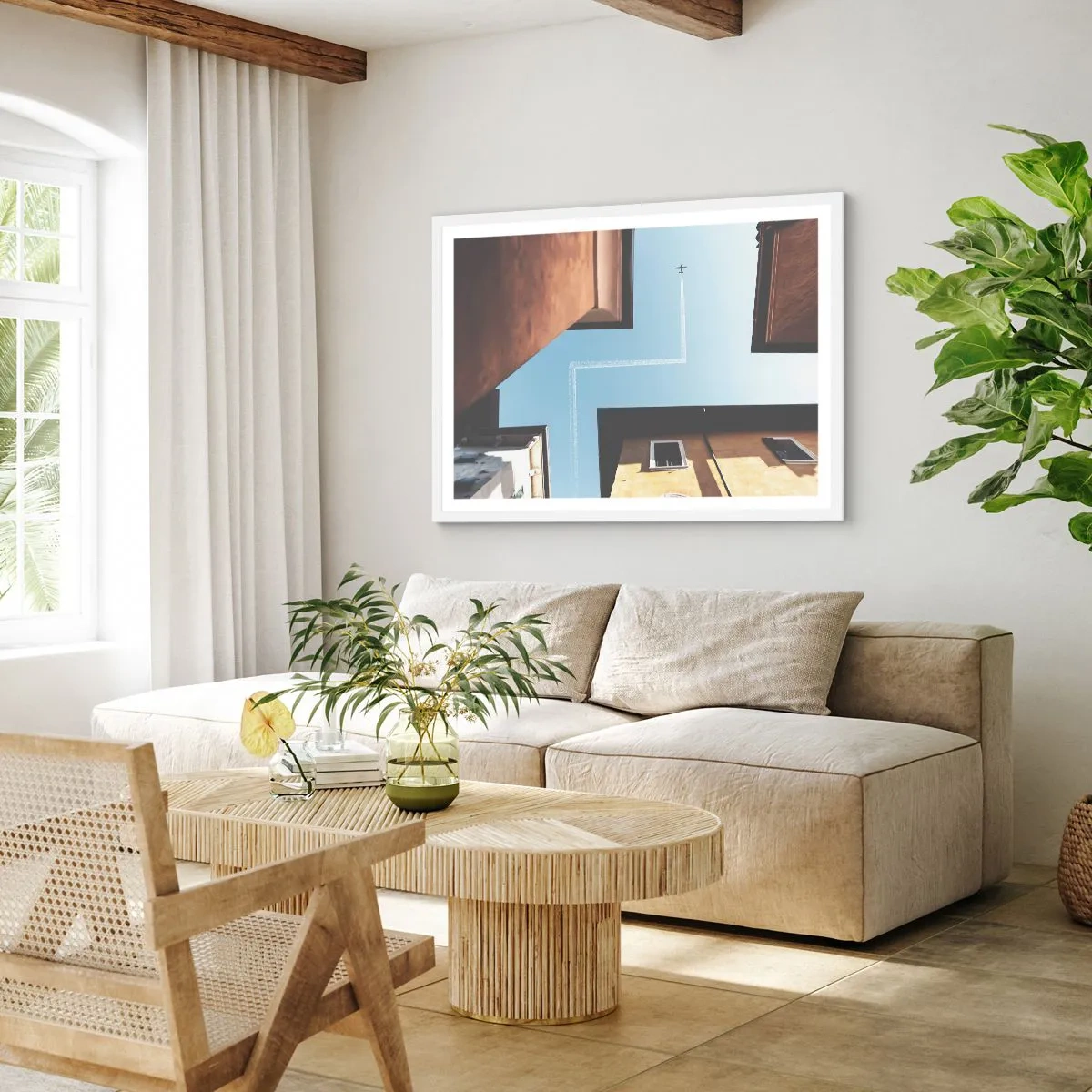 Plagát v bielom ráme - Nad mestským labyrintom - 50x40 cm