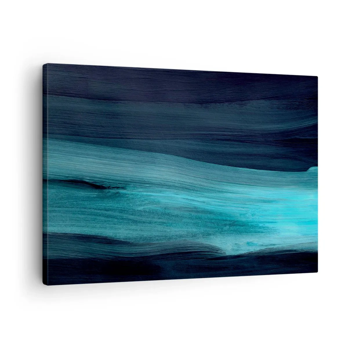 Obraz na plátne - Jemné abstraktné vlny v tmavých odtieňoch modrej - 70x50cm - Plávaj s prúdom - Moderná nástenná dekorácia do obývacej izby a spálne ARTTOR