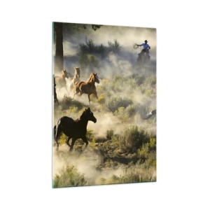 Obraz na skle - Rivalita - sloboda alebo mužská sila? - 50x70 cm