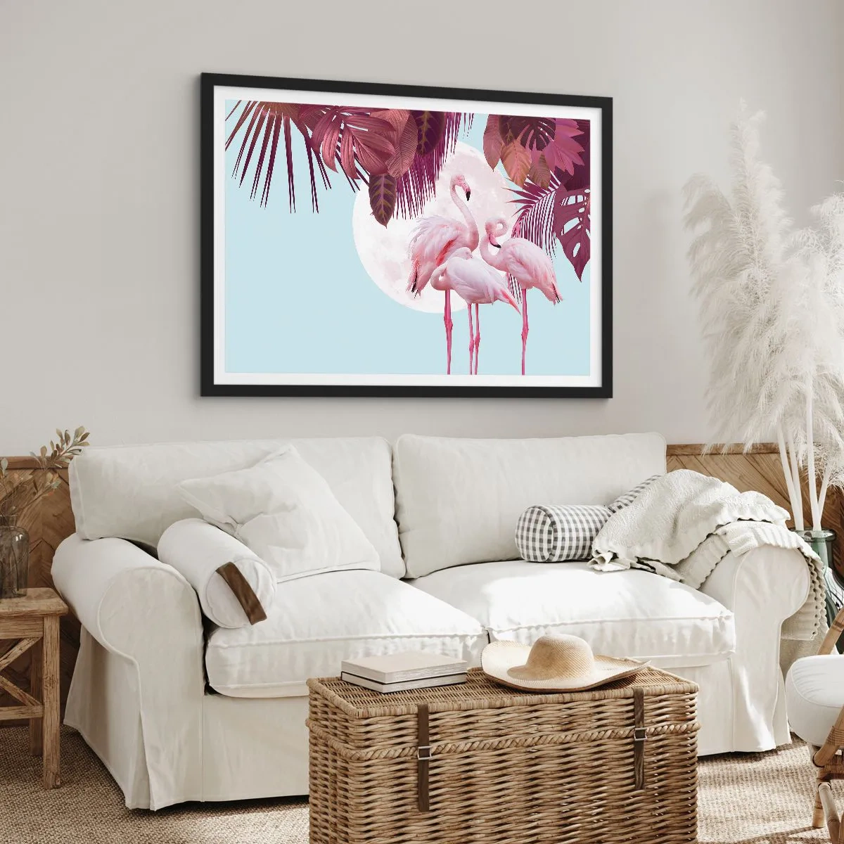 Plagát v čiernom ráme - Tri vtáčie grácie - 70x50 cm