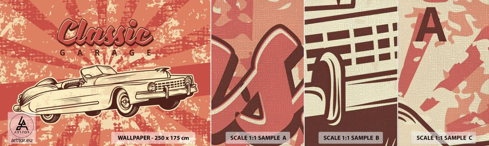 Vzorka fototapety Premium Canvas - V rádiu je Elvis - Auto, Kabriolet, Cestuje - 100x30 cm