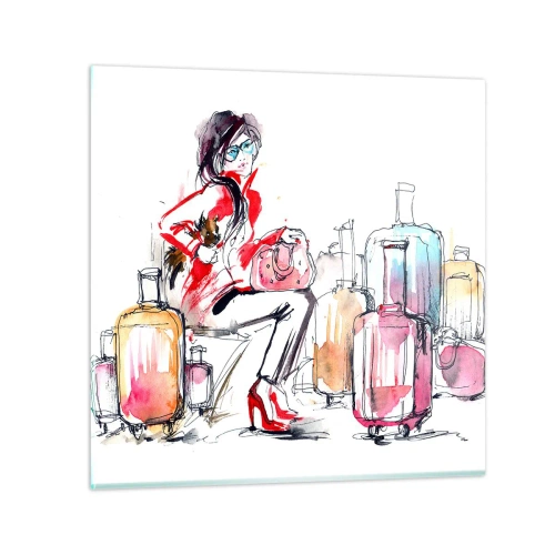 Obraz na skle - Posaďme sa pred cestou - 30x30 cm