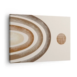 Obraz na plátne - Geometrický planetárny motív v odtieňoch hnedej - 70x50cm - V ďalekej galaxii - Moderná nástenná dekorácia do obývacej izby a spálne ARTTOR