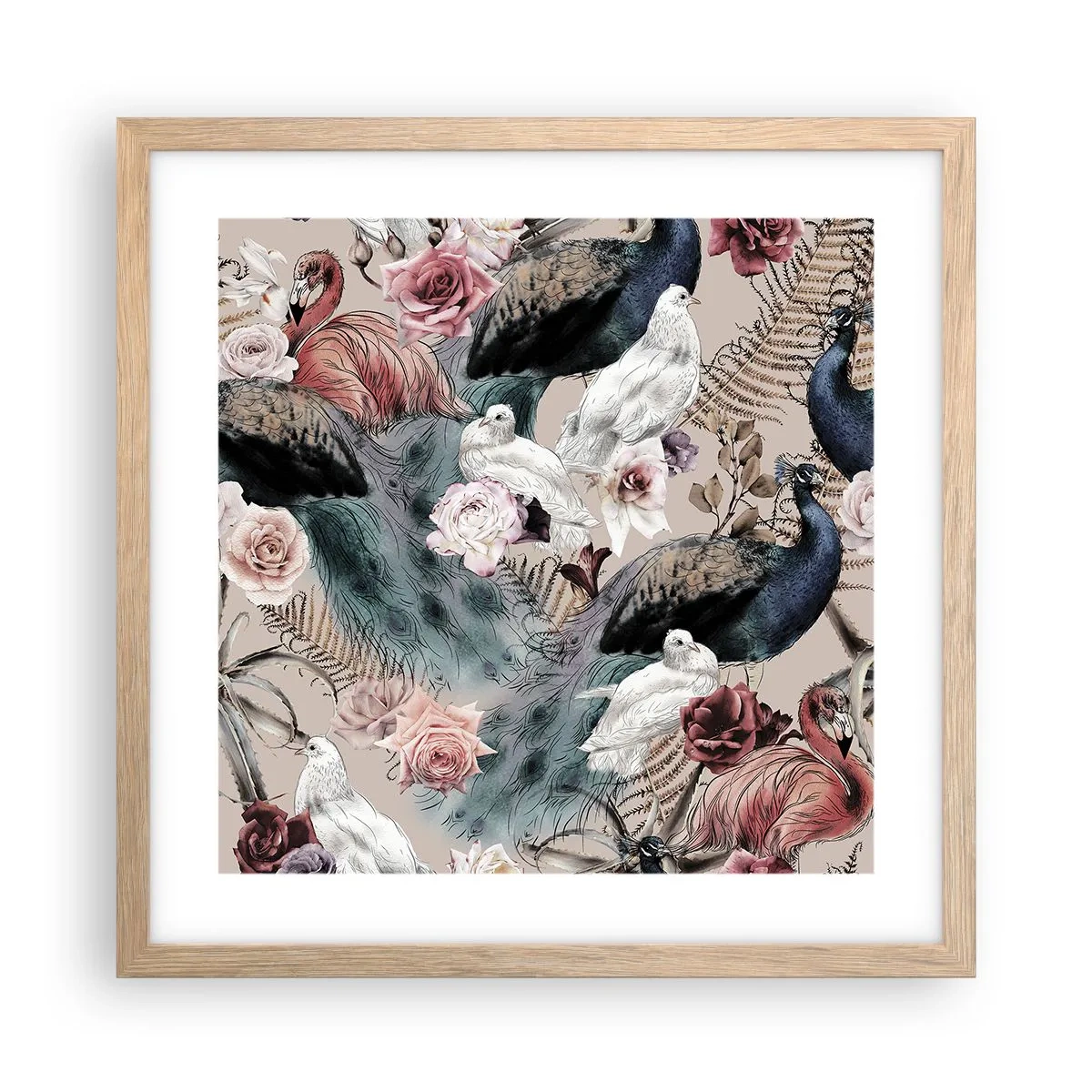 Plagát v ráme zo svetlého duba - V palácovej záhrade - 40x40 cm