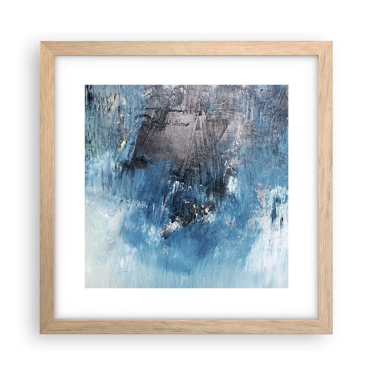 Plagát v ráme zo svetlého duba - Rapsódia v modrom - 30x30 cm