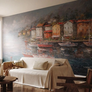 Fototapeta Premium Sand - Romantický prístav - Architektúra, Prístavné mesto, Plachetnica - 200x140 cm