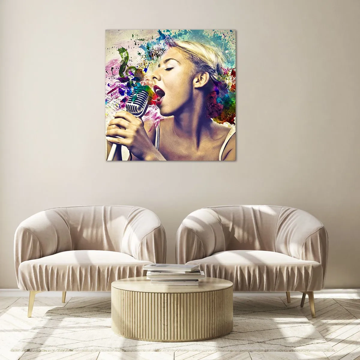 Obraz na skle - Pomaľovať hlasom svet - 70x70 cm