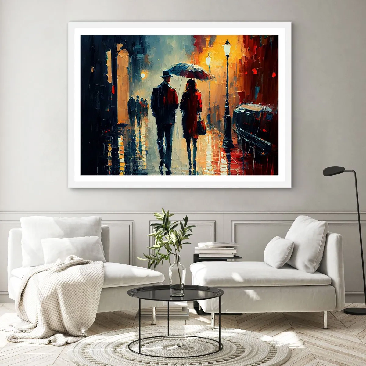 Plagát v bielom ráme - Mestská love story - 100x70 cm