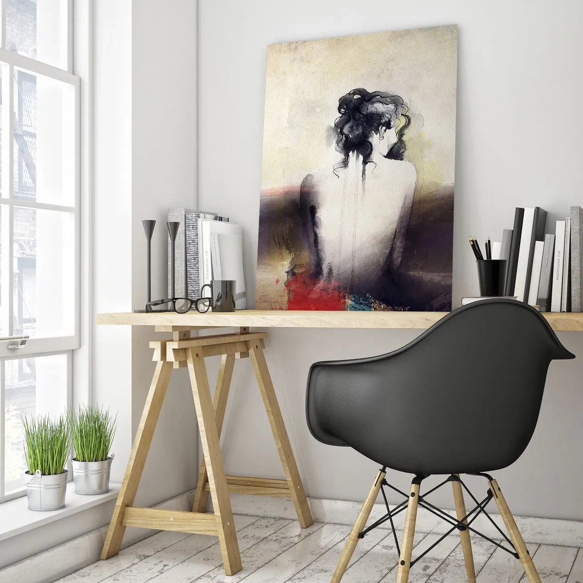 Obraz na skle - Jemné línie, oválne tvary - 50x70 cm